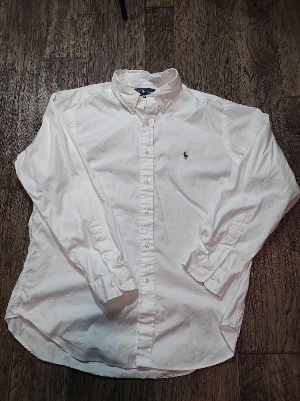 Ralph Lauren White Button-Down Dress Shirt with Embroidered Pony Size 17